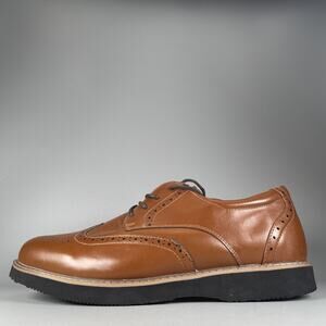 Deer Stag Walkmaster Mens 12 W Brown Leather Wingtip Oxford Lace Up Dress Shoes